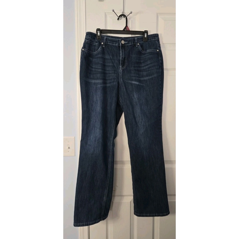 Christopher & Banks Women's Straight Leg Blue Solid Denim Jeans Size 12 Regular